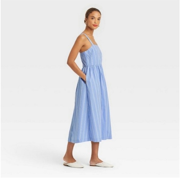 XL spring blue stripe dress - Picture 3 of 6